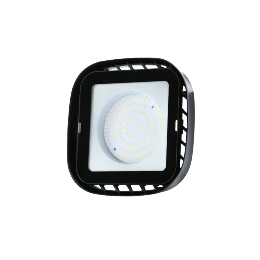 Campana Industriale LED SMD 100W Quadrata Colore Nero 4000K, vista frontale