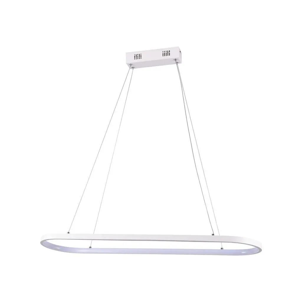 Lampadario LED a Sospensione 24W in Metallo Colore Bianco 80x20x100cm 3000K, vista frontale
