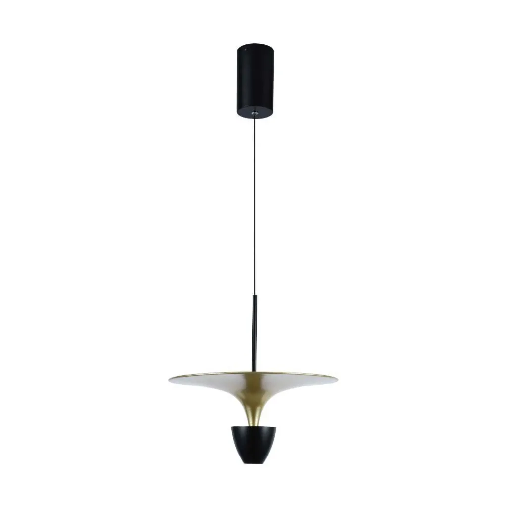 Lampadario LED 9W dal Design Moderno 30x320x100Cm Colore Verniciato Oro e Nero 4000K, vista frontale