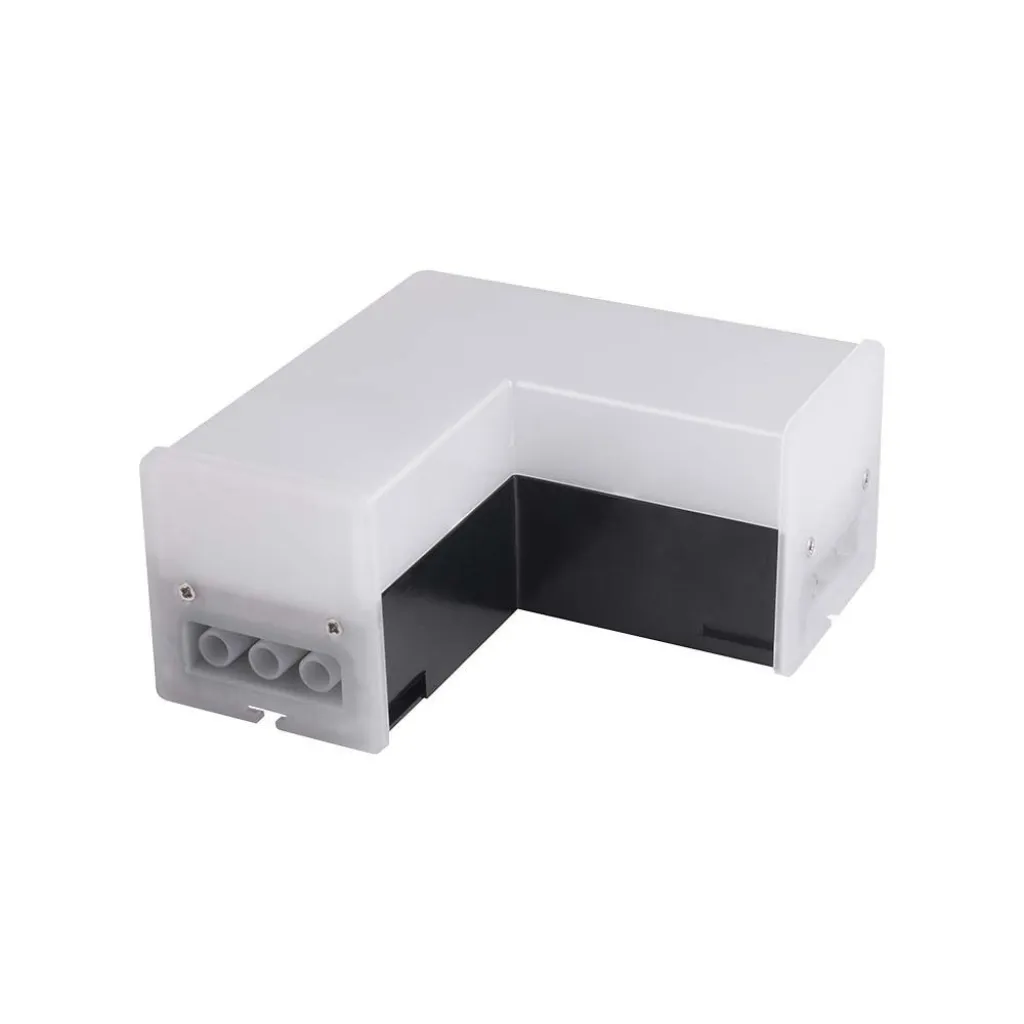 Connettore LED Lineare a L 8W Colore Nero 6500K, vista angolata