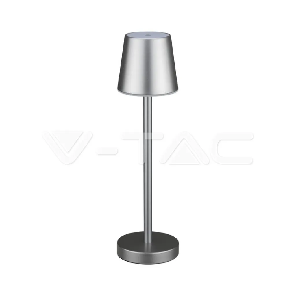 Lampada LED da Tavolo 3W Colore Grigio ricaricabile con Micro-USB Touch Dimmerabile 4000K, vista frontale