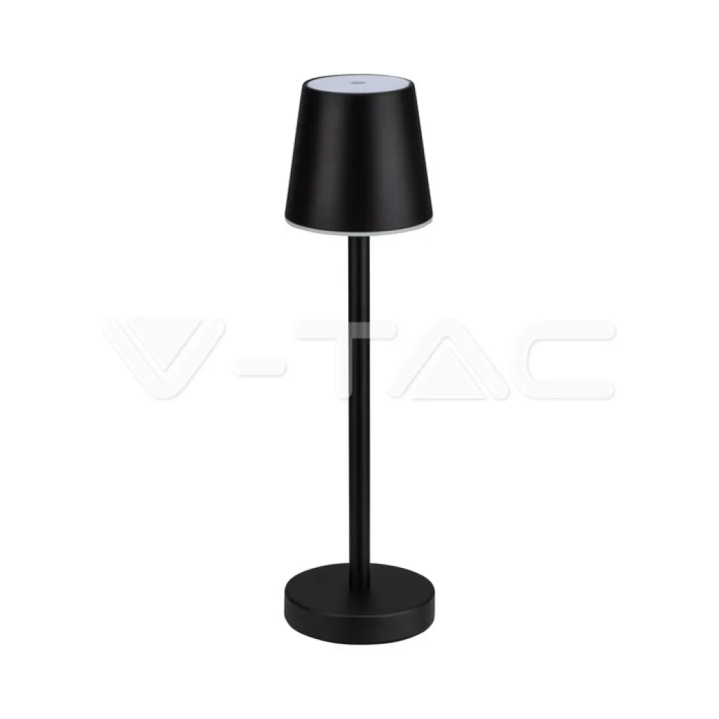 Lampada LED da Tavolo 3W Colore Nero ricaricabile con Micro-USB Touch Dimmerabile 4000K, vista frontale