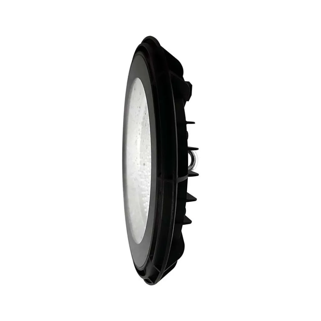 Campana Industriale LED SMD 200W UFO Colore Nero 110 gradi 4000K, vista laterale