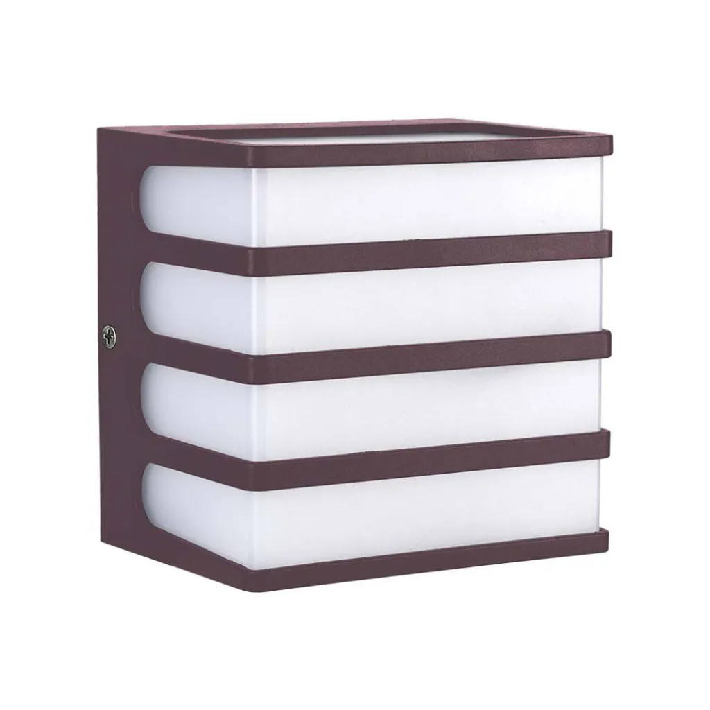 Lampada LED da Muro a Lanterna 8W Moderna Colore Marrone 4000K, vista angolata