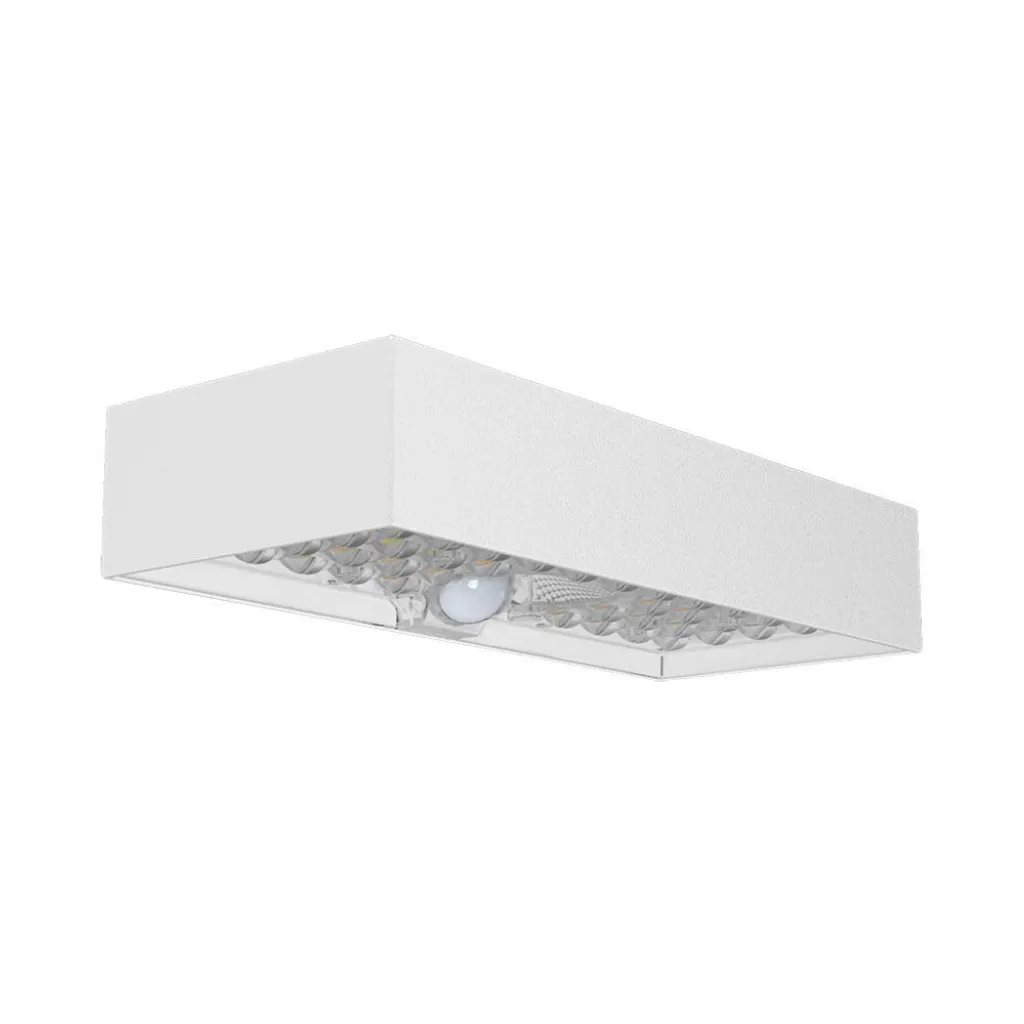 Lampada LED da Muro 6W Con Pannello Solare e Sensore PIR Colore Bianco 4000K, vista frontale angolata