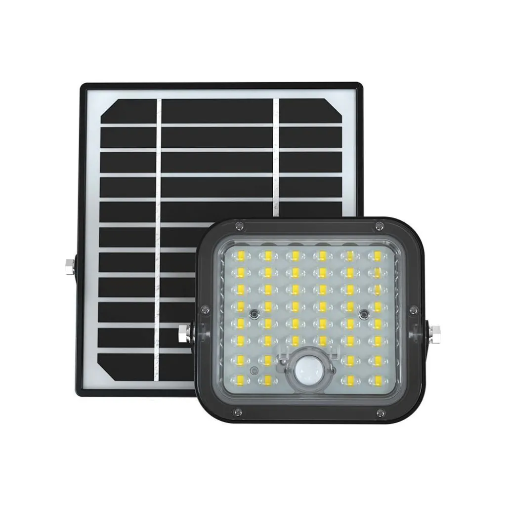 Faro LED con Pannello Solare 10W Telecomando LiFePO4 Cavo 5m Nero 4000K, vista frontale
