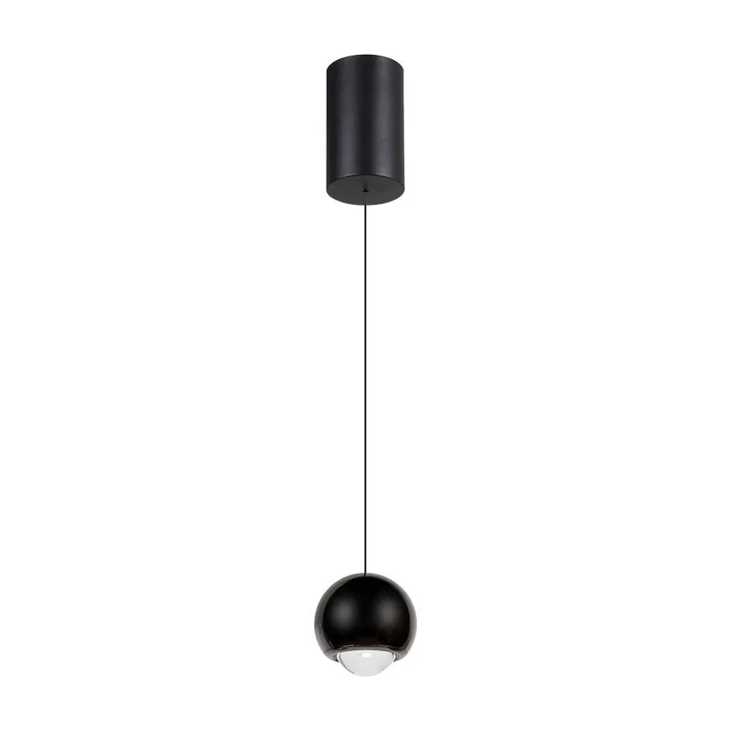 Lampadario LED a Sospensione 5W a Forma di Sfera 12x200cm Regolabile 3000K Colore Nero, vista frontale