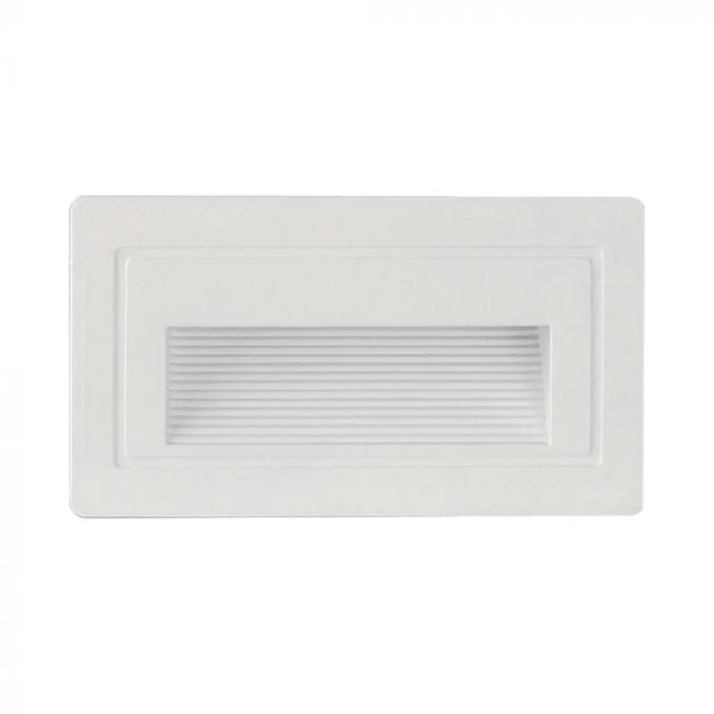 Faretto LED Segnapasso Rettangolare Montaggio a Incasso 3W Colore Bianco 3000K, vista frontale