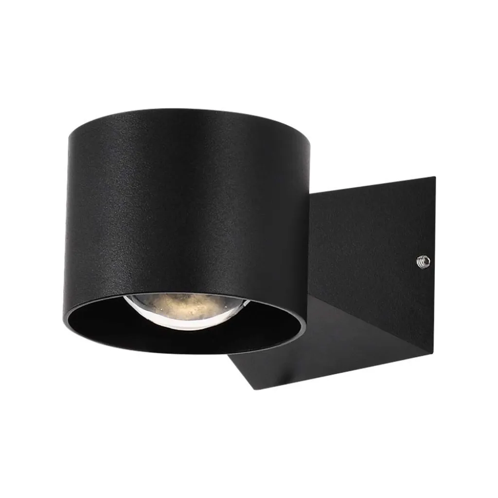 Applique LED da Muro 5W Doppio Fascio Luminoso Corpo Nero 3000K, vista angolata frontale