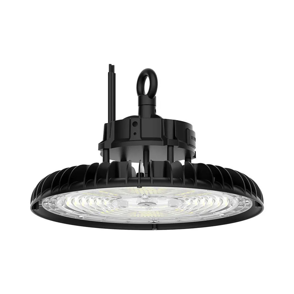 Campana Industriale LED SMD 200W 160LMw UFO Colore Nero 120 gradi CCT, vista angolata