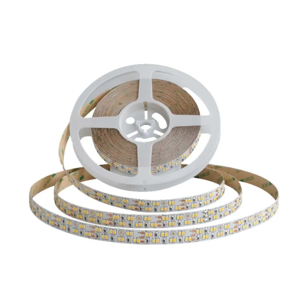 Strip LED SMD2835 240 LED/m 21W/m Doppio PCB 5m 24V CCT 3in1 15mm, vista avvolta su bobina