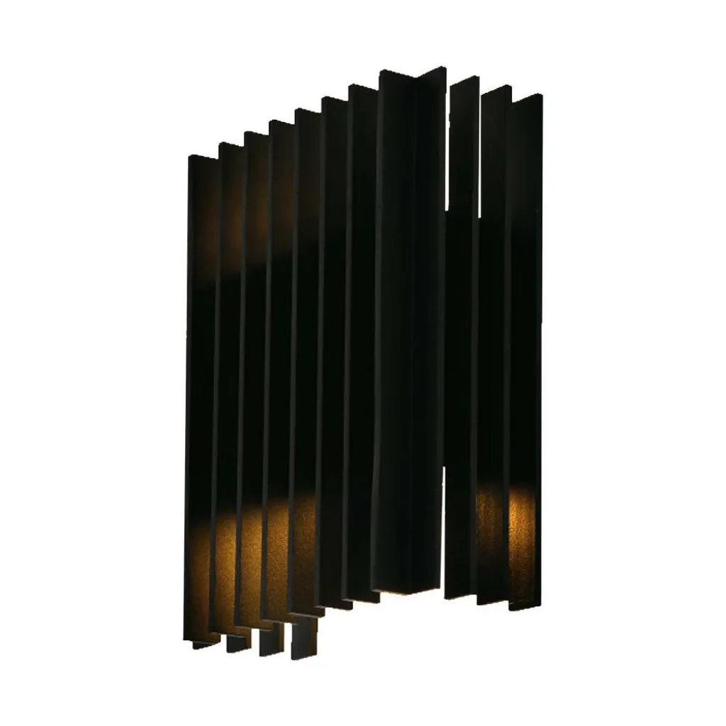 Lampada LED da Muro 2x6W 141x65x200mm Colore Nero Ruotabile 3000K, vista frontale angolata