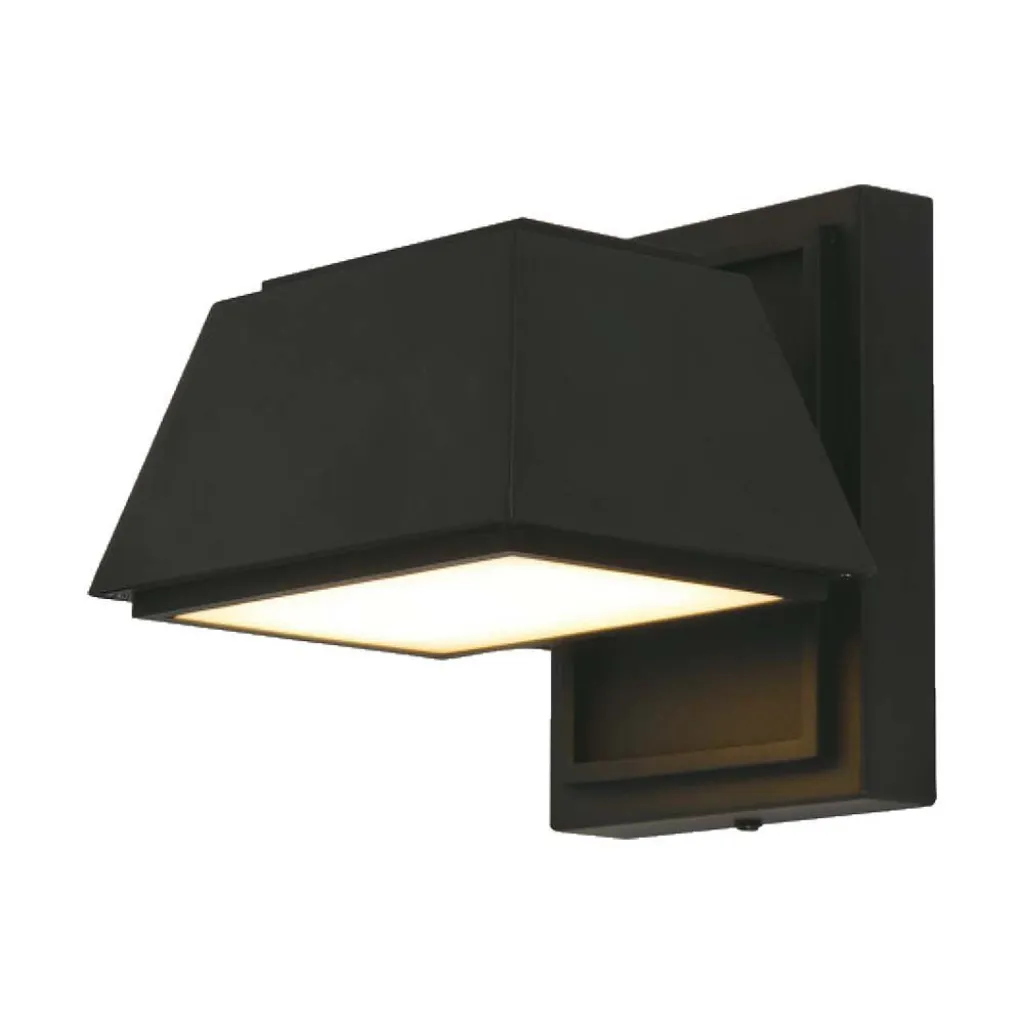 Lampada LED da Muro 15W 120LM/W Doppio Fascio Luminoso Colore Nero 3000K, vista frontale accesa