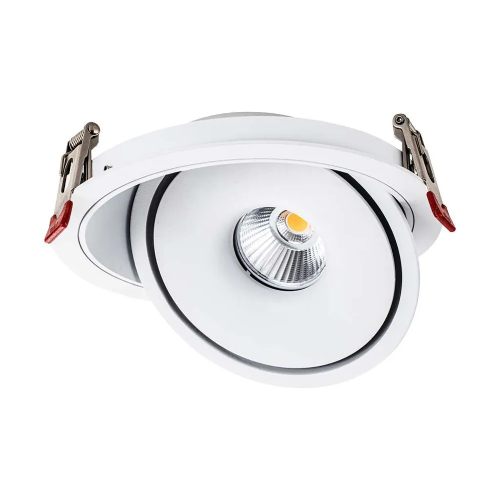 Faretto LED COB da Incasso Rotondo 12W 120x43mm Colore Bianco 3in1, vista angolata