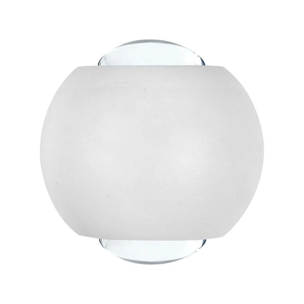 Lampada LED da Muro 2W Sferica Moderna Doppio Fascio Bianco 3000K, vista frontale