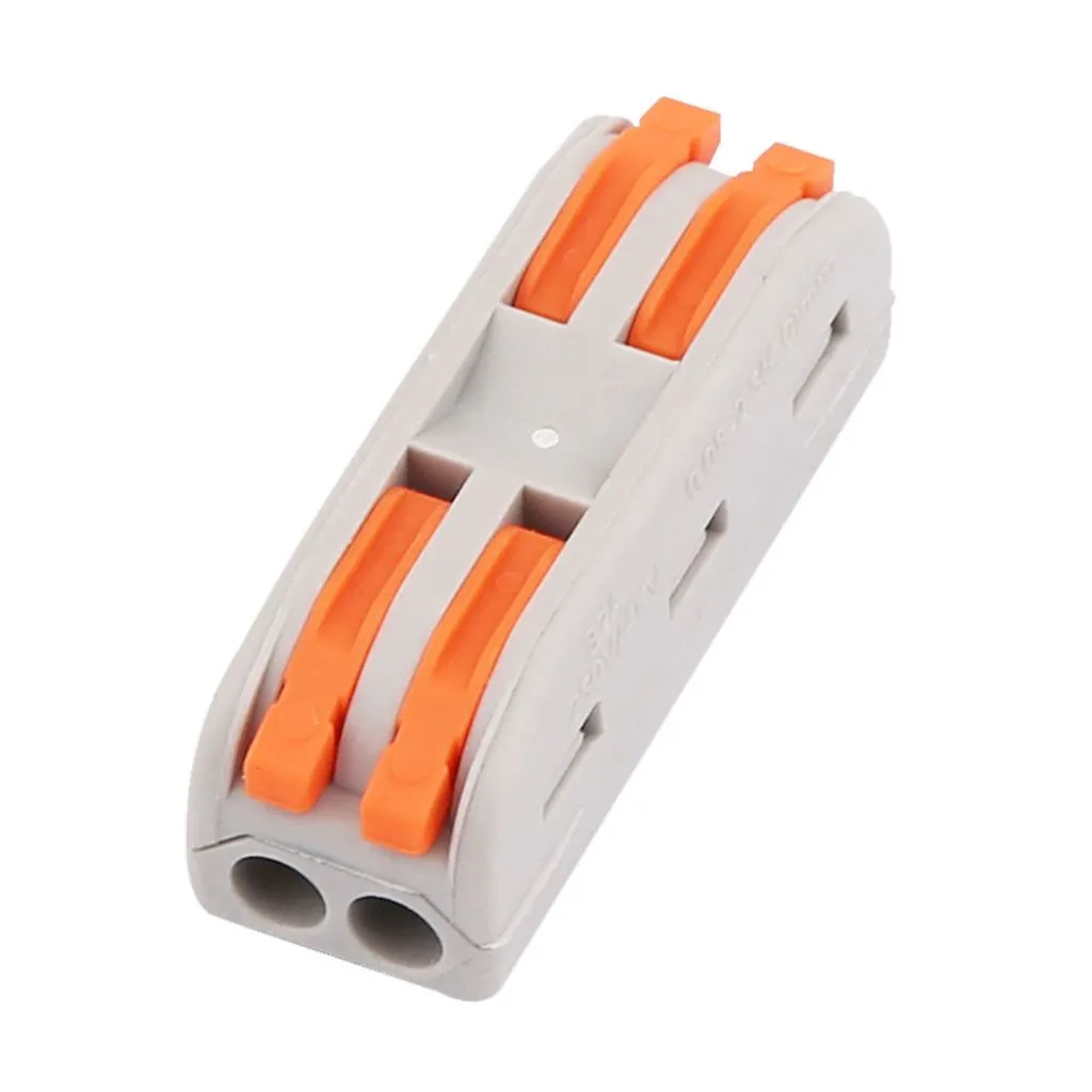 Connettore Terminale 2 Pin a 2 Uscite in Nylon, vista angolata frontale