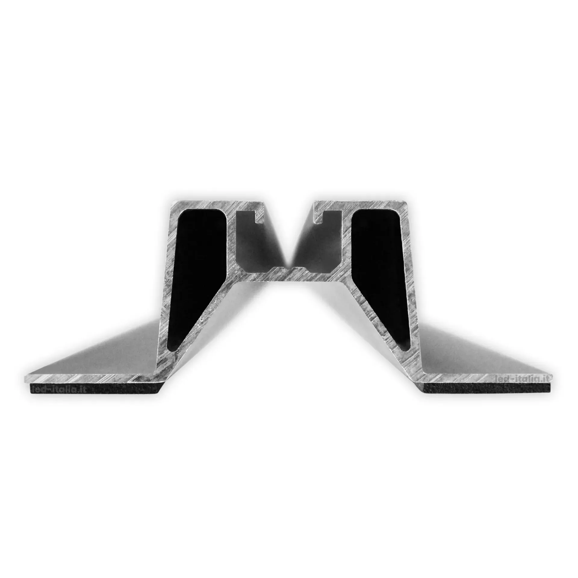 Profilo Alluminio 33 cm per Fissaggio Pannelli Solari su Lamiera Grecata, vista sezione