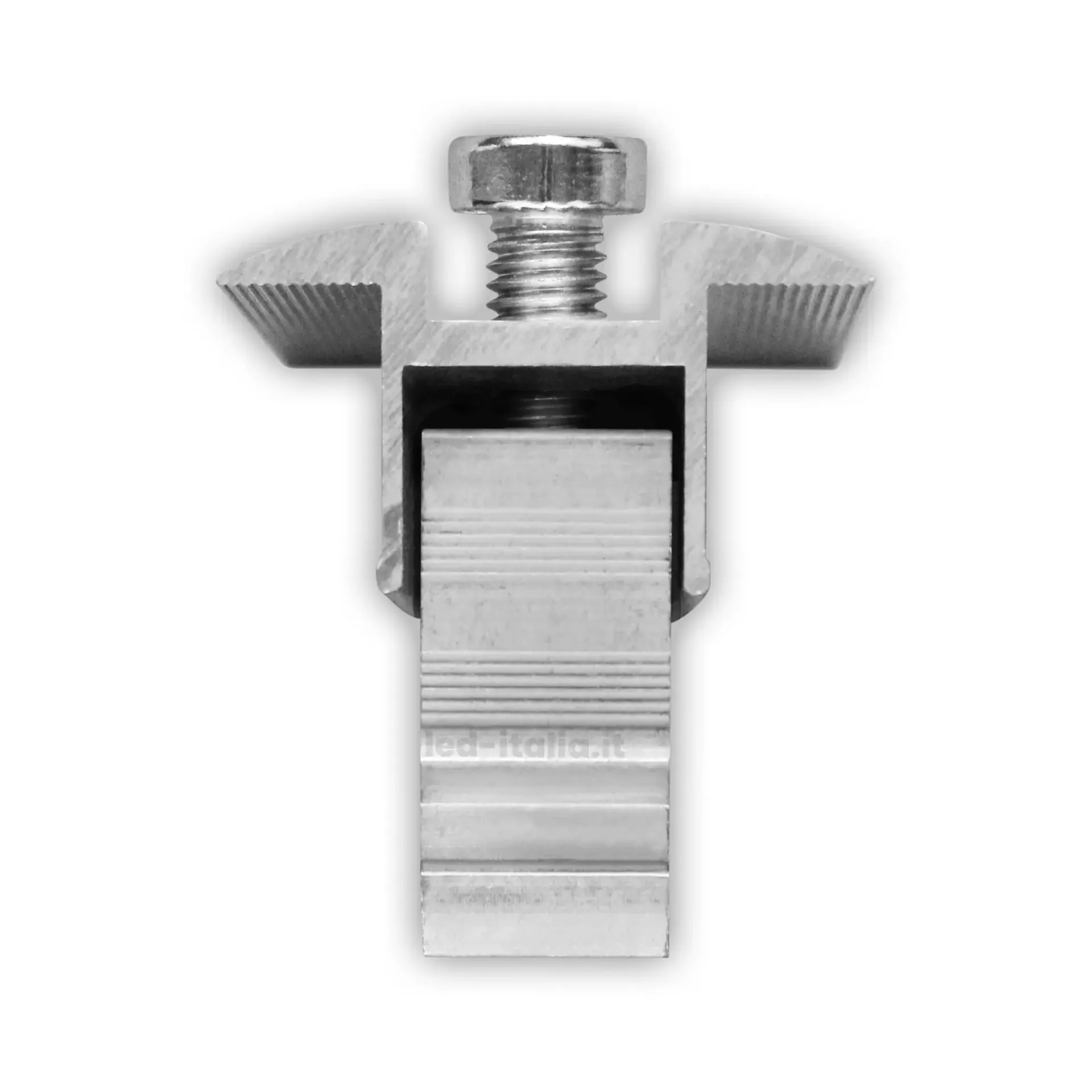 Morsetto Centrale per Profilo Alluminio SKU 11290, vista frontale