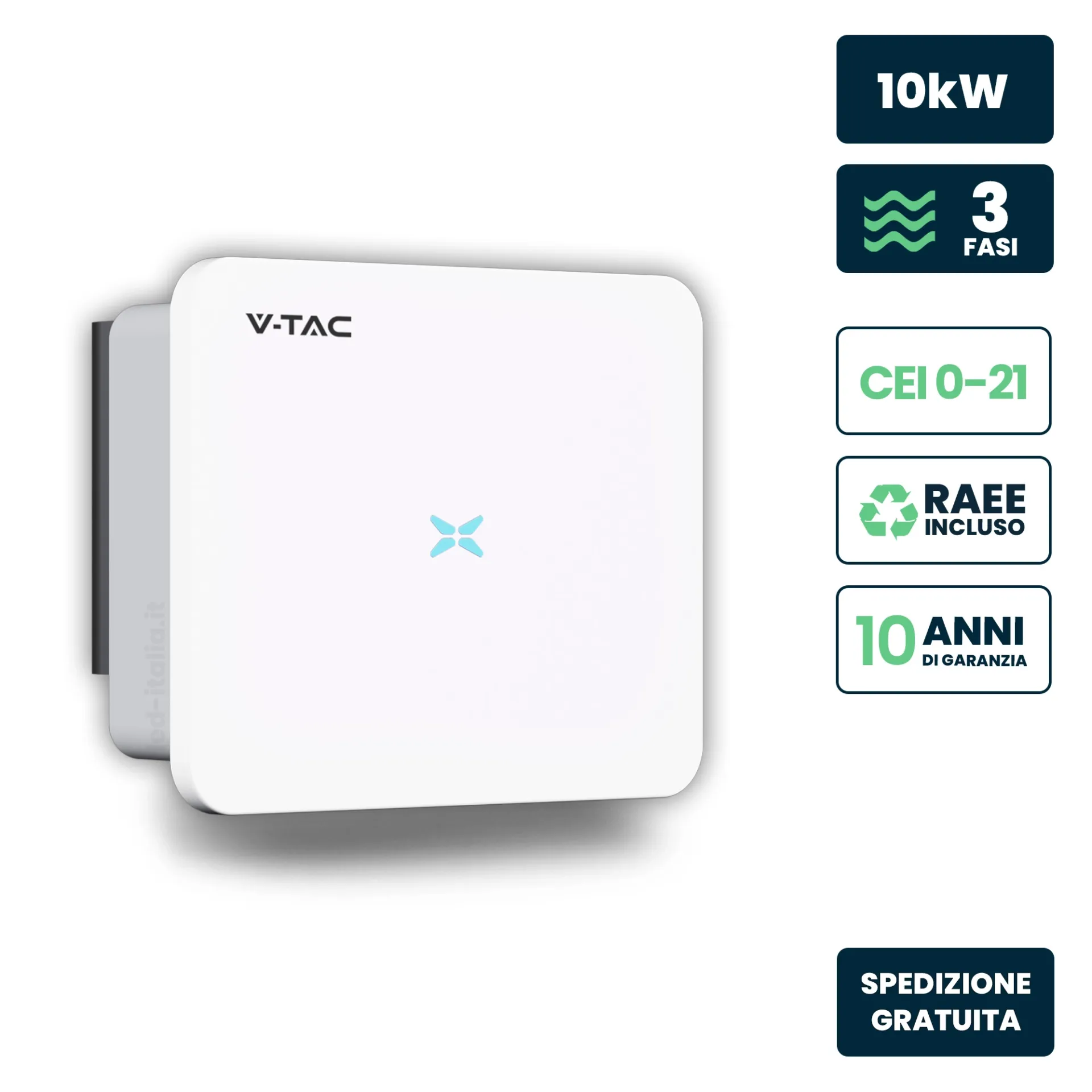 Inverter Fotovoltaico Invt Trifase Di Rete On Grid 10Kw Cei 0 21 Xg Series, vista frontale angolata