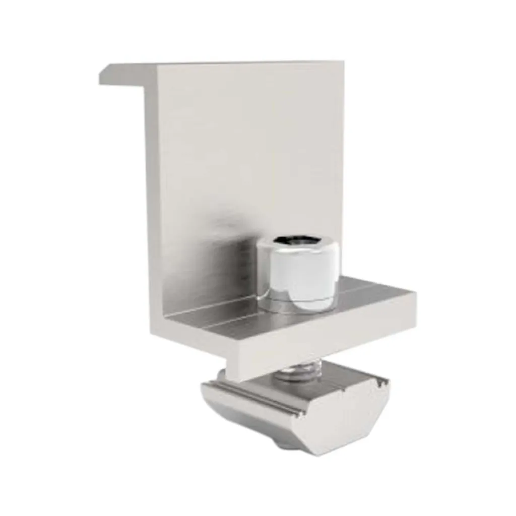 Morsetti Terminali in Alluminio per Fissaggio Pannelli Solari Fotovoltaici 35mm 4pz, vista angolata generale