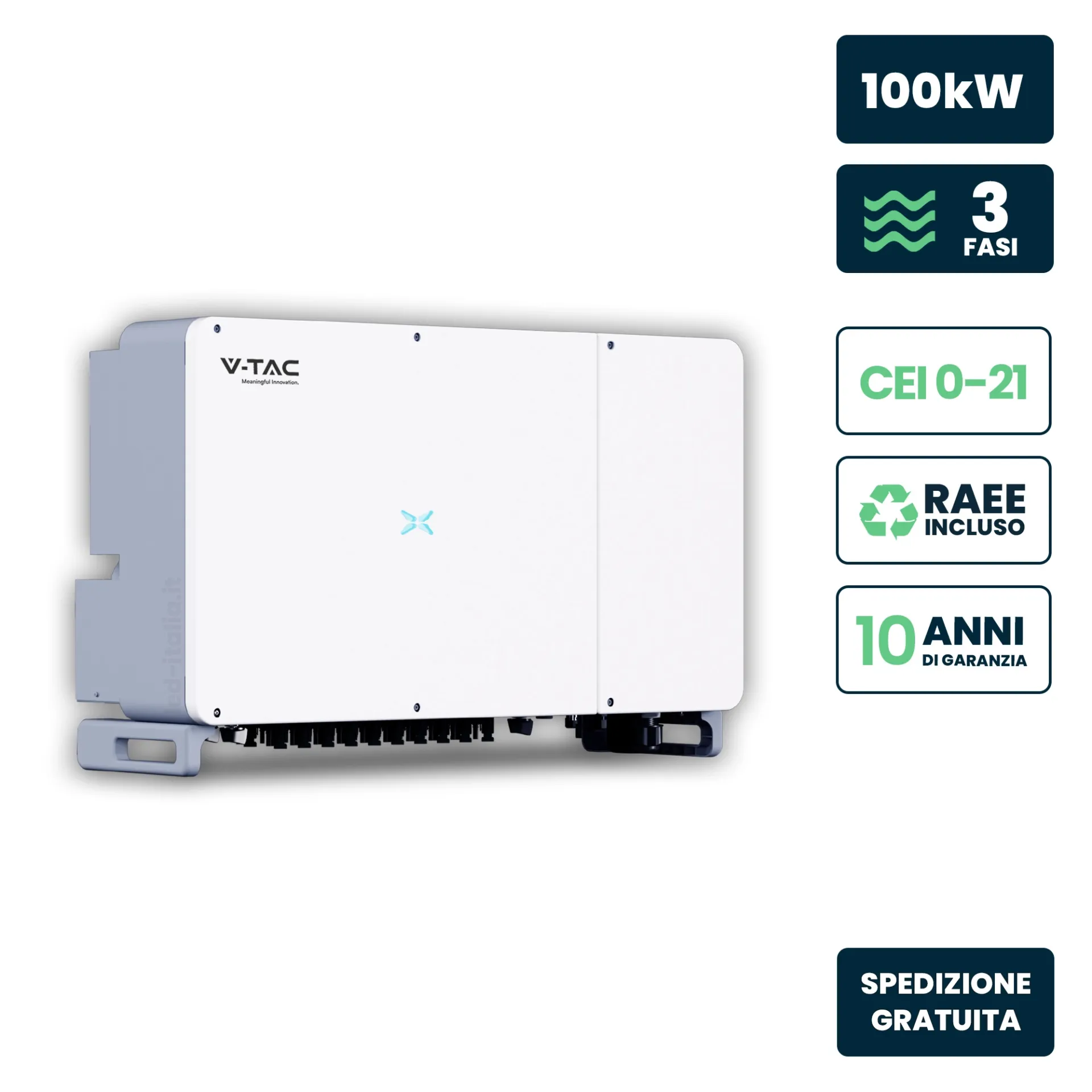 Inverter Fotovoltaico Invt Trifase Di Rete On Grid 100Kw Cei 0 16 Cei 0 21 Xg Series, vista angolata frontale