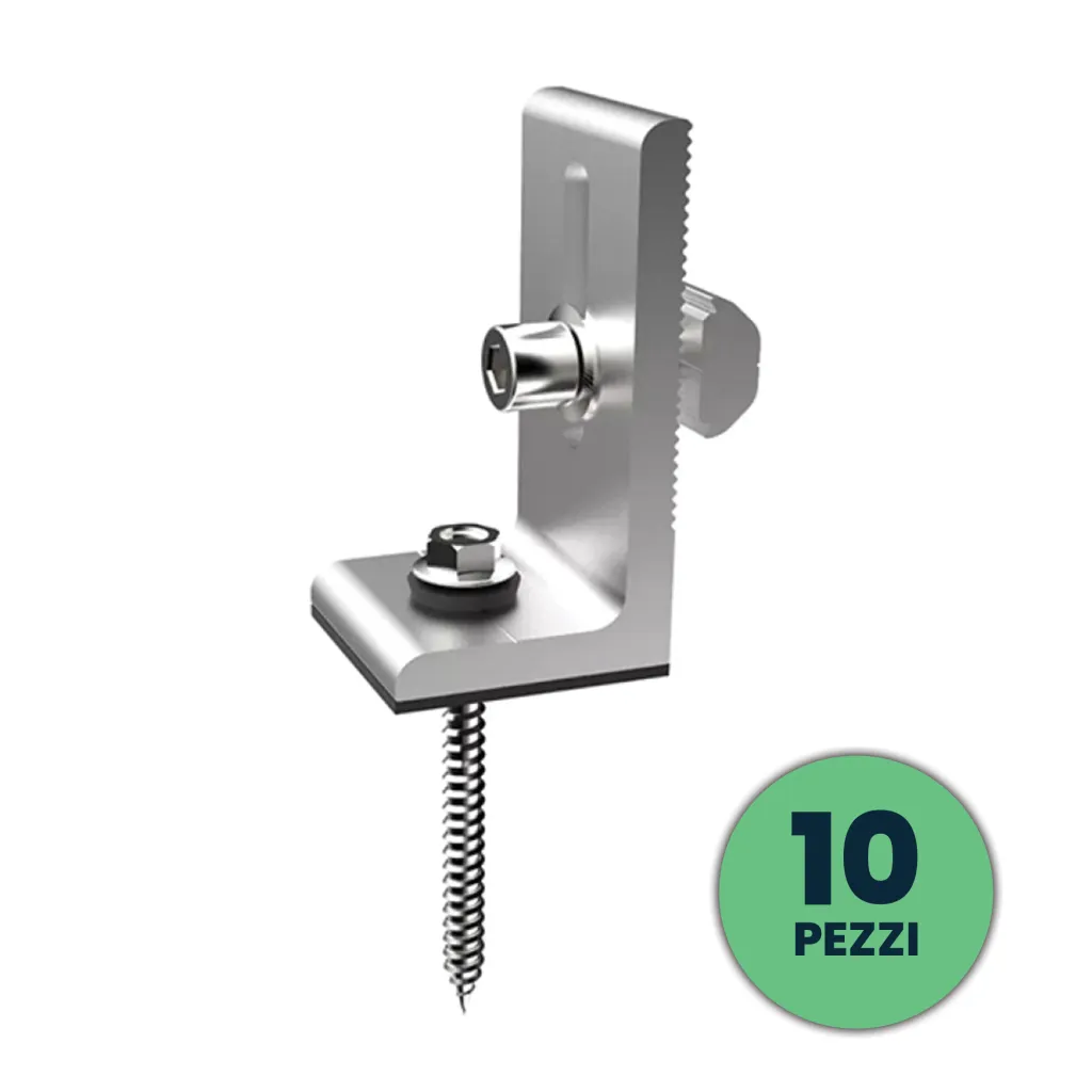 Piedi a L con Altezza Fissa per Fissaggio di Pannelli Solari Fotovoltaici (10 Pezzi), vista angolata frontale