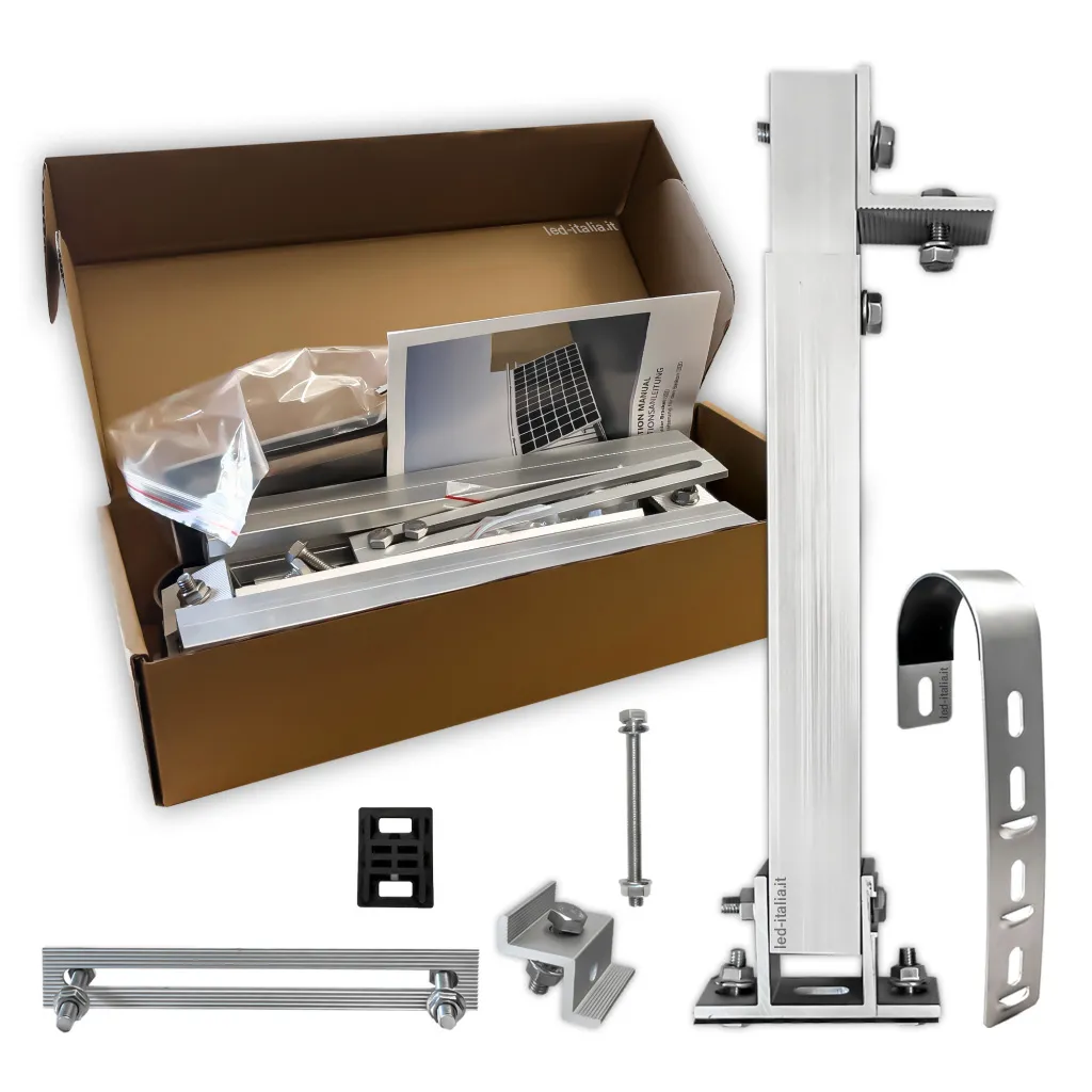 KIT di Montaggio da Balcone per Pannello Solare Fotovoltaico Inclinazione Regolabile, composizione del kit