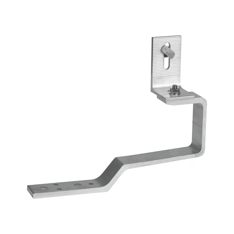 Gancio per Tetto con Tegole Portoghesi o Coppi per Fissaggio Pannelli Solari Fotovoltaici, vista angolata