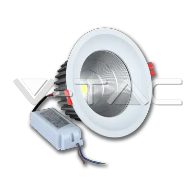 Faretto Led Cob Da Incasso Rotondo 36W Colore Bianco 3000K, vista angolata con driver