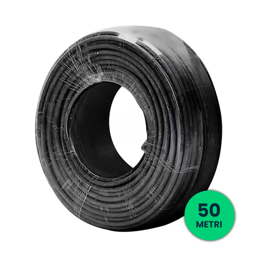 Cavo Solare Fotovoltaico 6 mmq Unipolare Colore Nero per Collegamento Professionale Pannelli Solari Fotovoltaici (Bobina 50 Metri), vista angolata della bobina