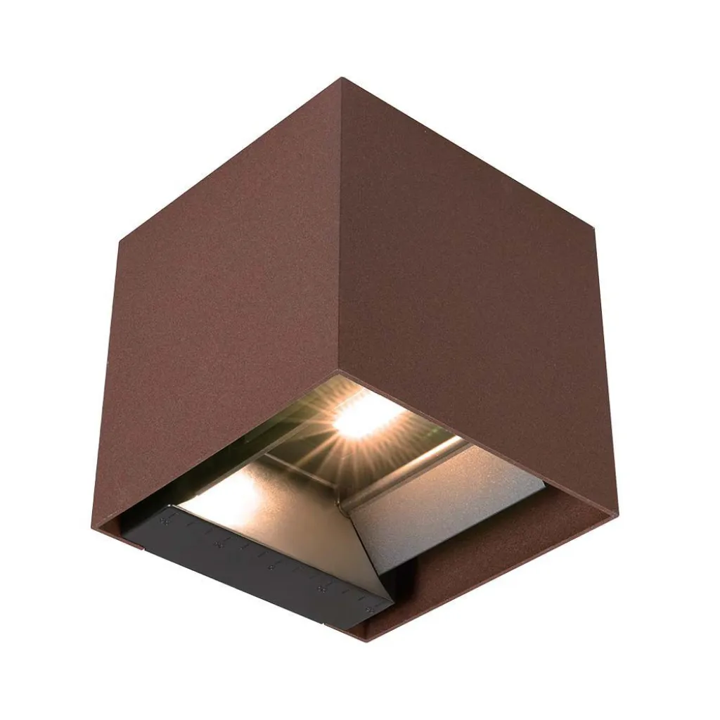 Lampada LED da Giardino con Pannello solare e Sensore 9W Colore Corten 150x153x150mm 3000K, vista angolata