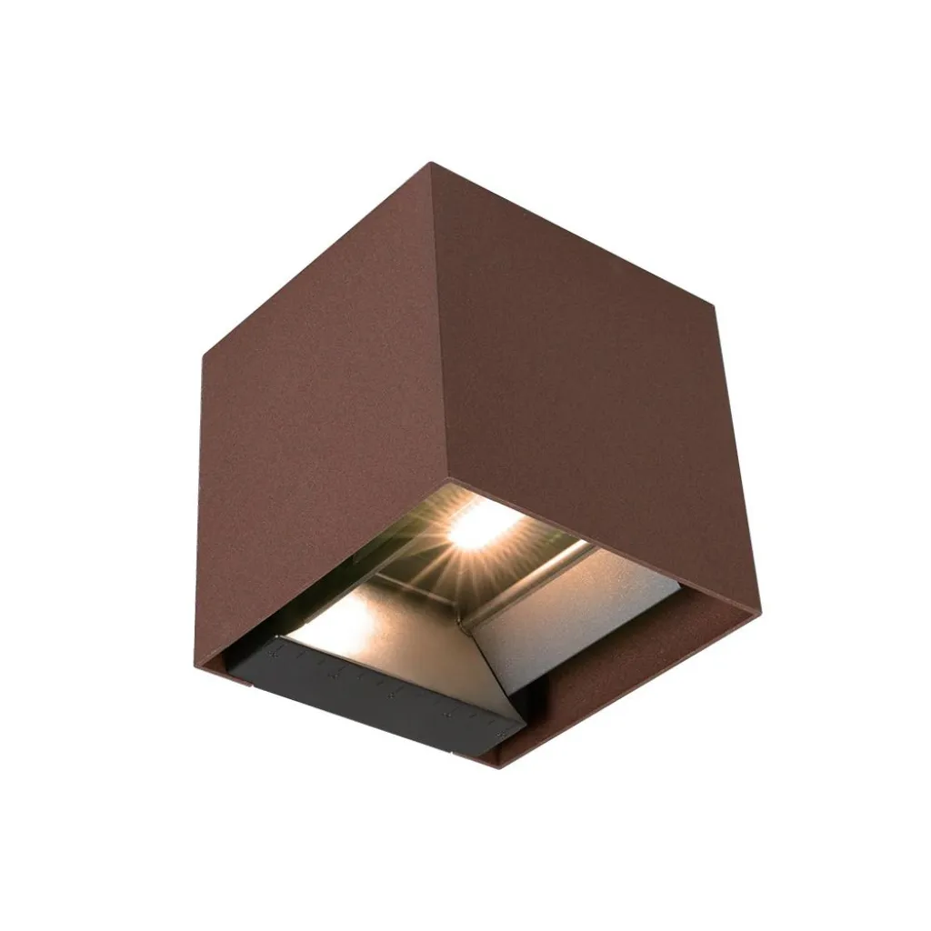 Lampada LED da Giardino con Pannello solare e Sensore 9W Colore Corten 150x153x150mm 4000K, vista angolata frontale