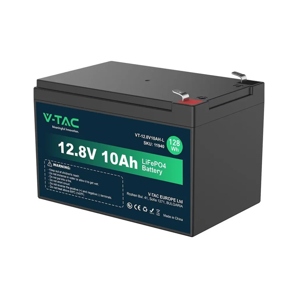 Batteria al Litio 12.8V 10Ah per Allarmi, Videosorveglianza, UPS Terminali T2 151x98x97mm, vista angolata frontale