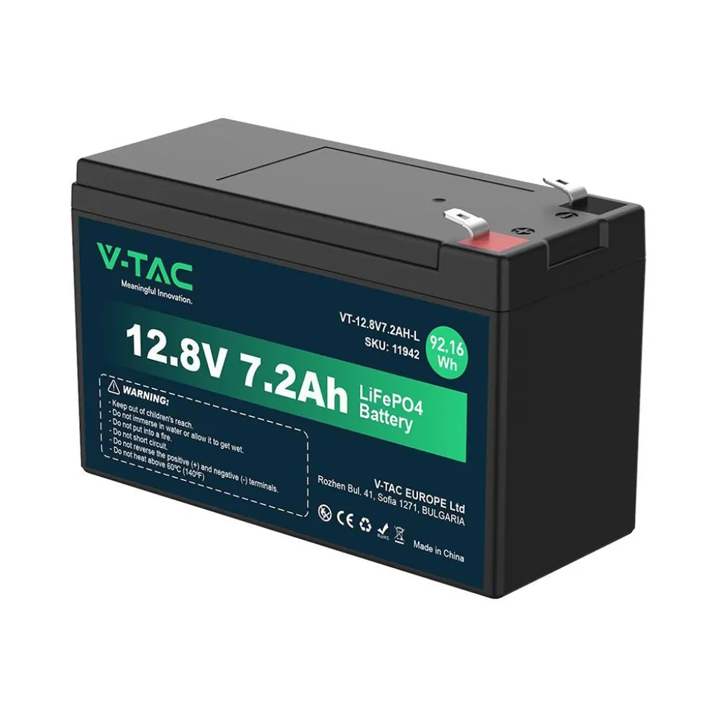 Batteria al Litio 12.8V 7.2Ah per Allarmi, Videosorveglianza, UPS Terminali T1 150x63x93mm, vista angolata frontale