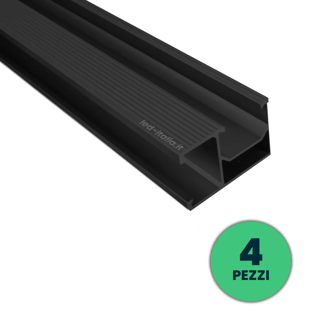 Profili in Alluminio Neri per Fissaggio Pannelli Solari Fotovoltaici Lunghezza 2m (Confezione 4 Pezzi), vista angolata ravvicinata