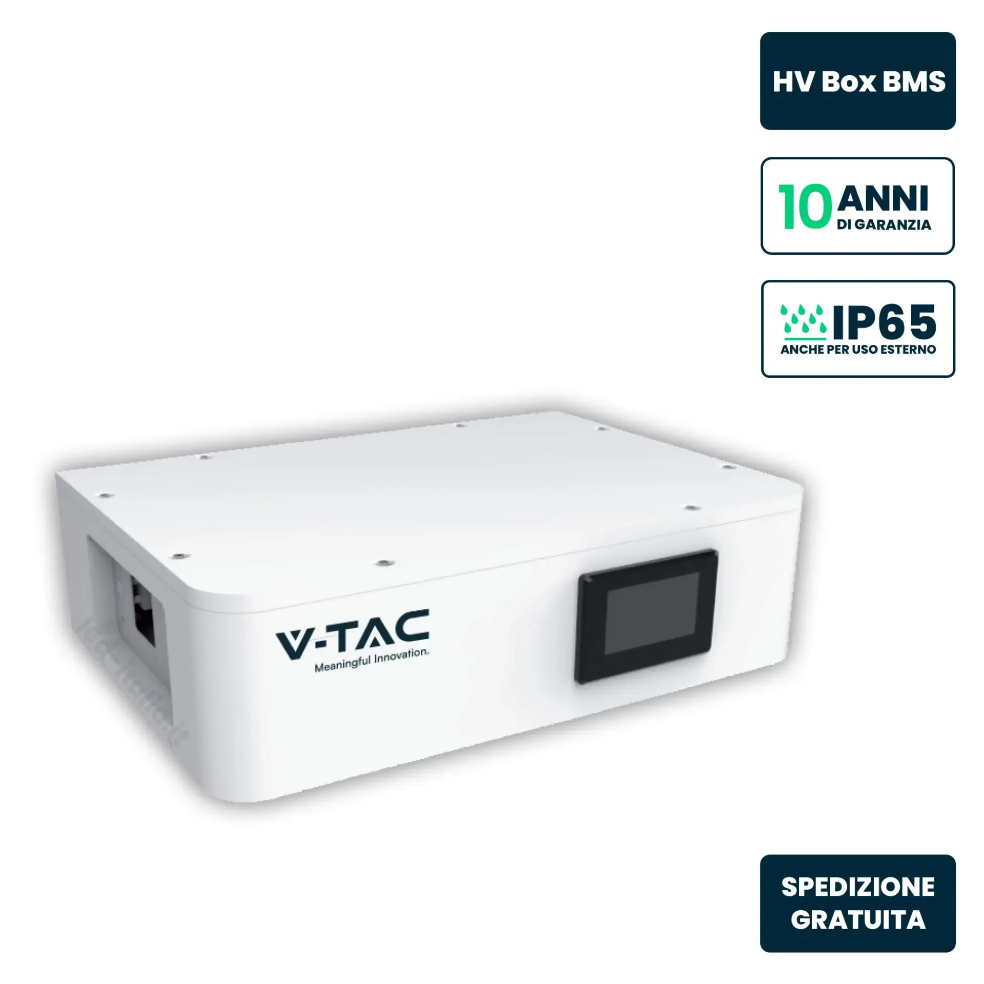 Box di Controllo BMS con Schermo LCD compatibile con Batterie di Accumulo Impilabili Alta Tensione CEI 0-21, vista frontale angolata