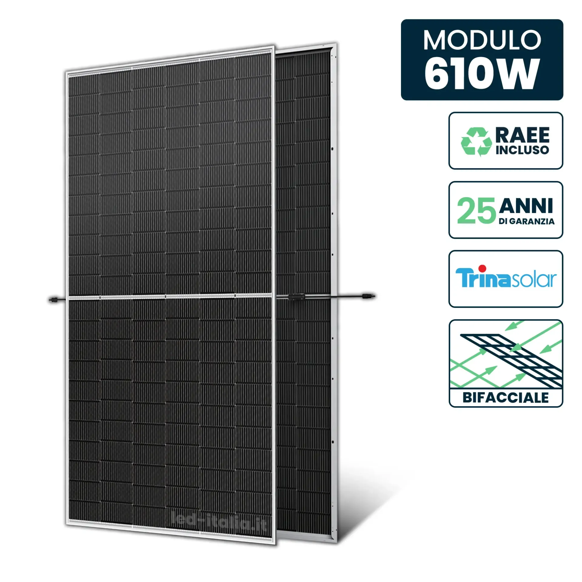 Fotovoltaico Trina Solar Vertex N modulo bifacciale 610W N-Type, vista frontale