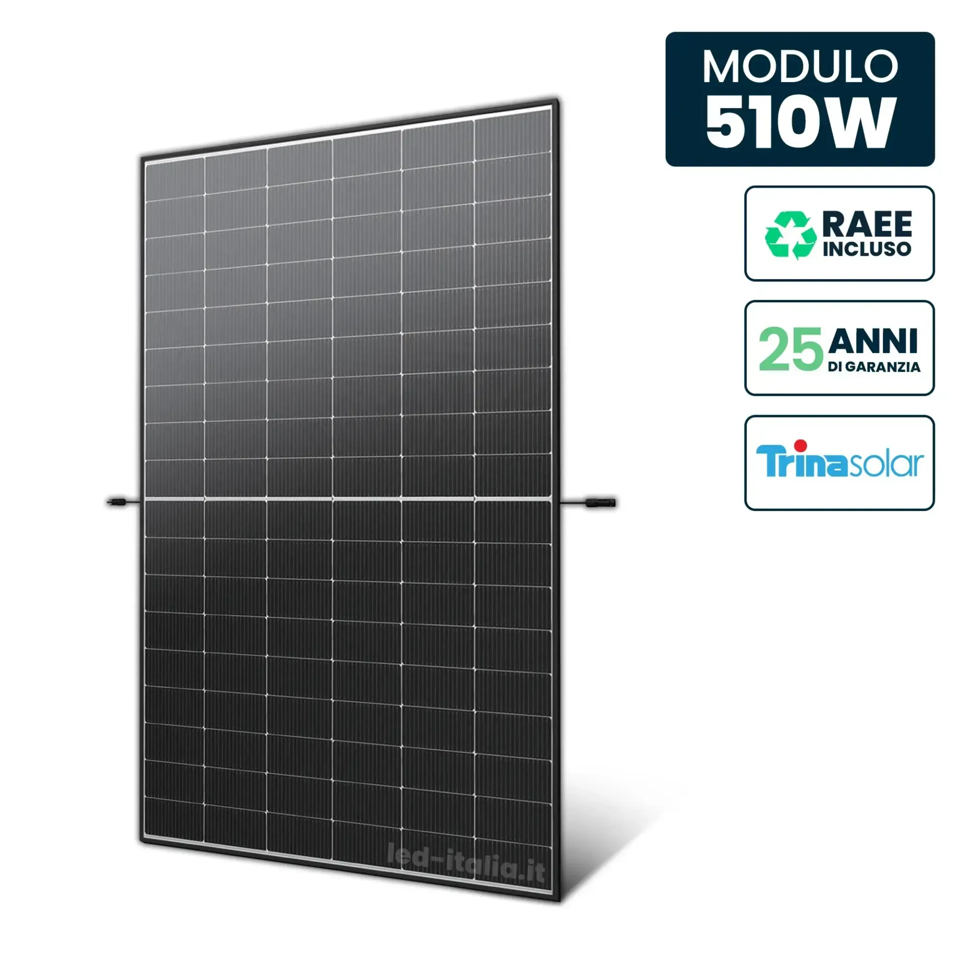 Pannello Solare 510W Trina Vertex S+ i-TOPCon Doppio Vetro Black Frame 1961x1134x30mm, vista frontale