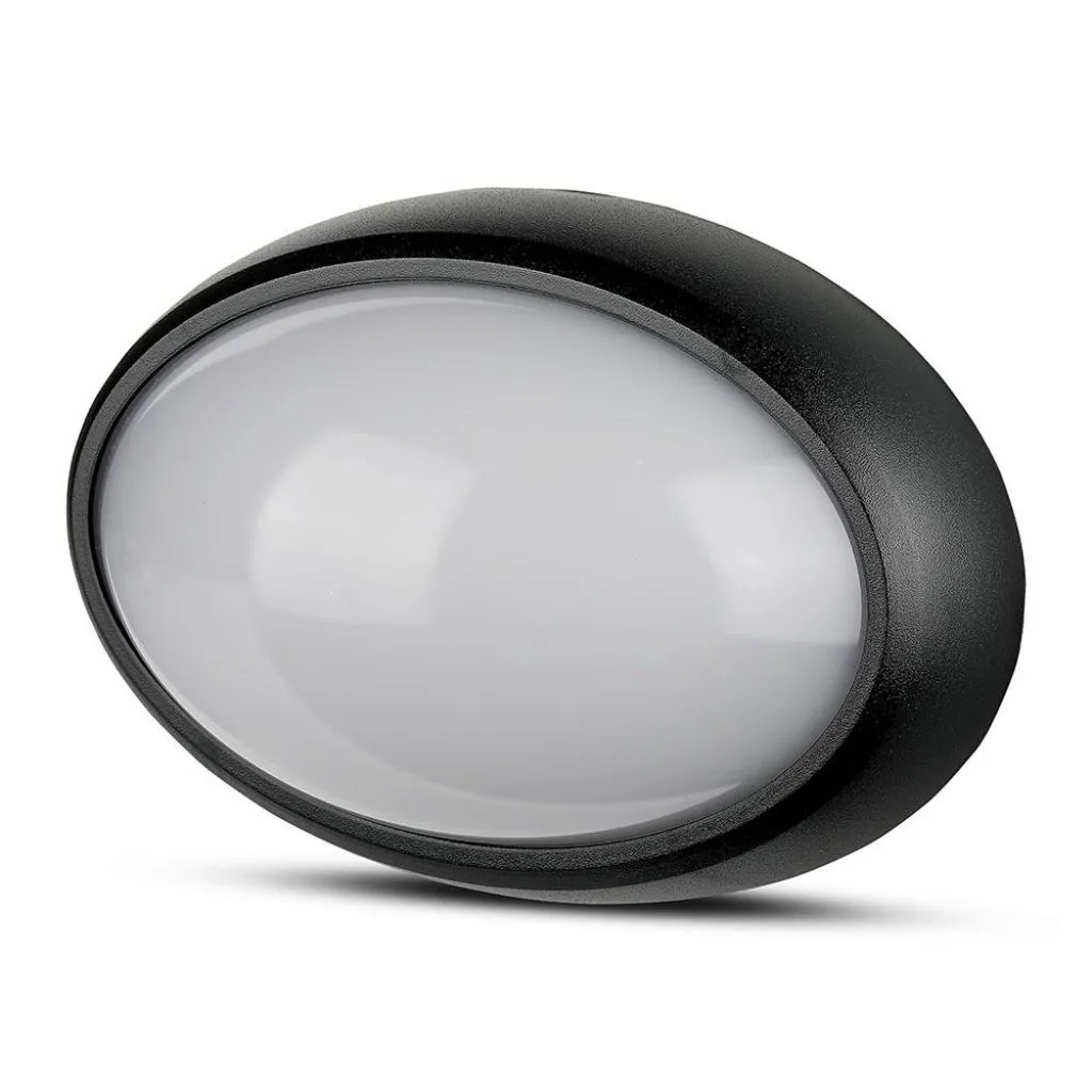 Plafoniera LED Ovale 12W Colore Nero 3000K, vista angolata frontale