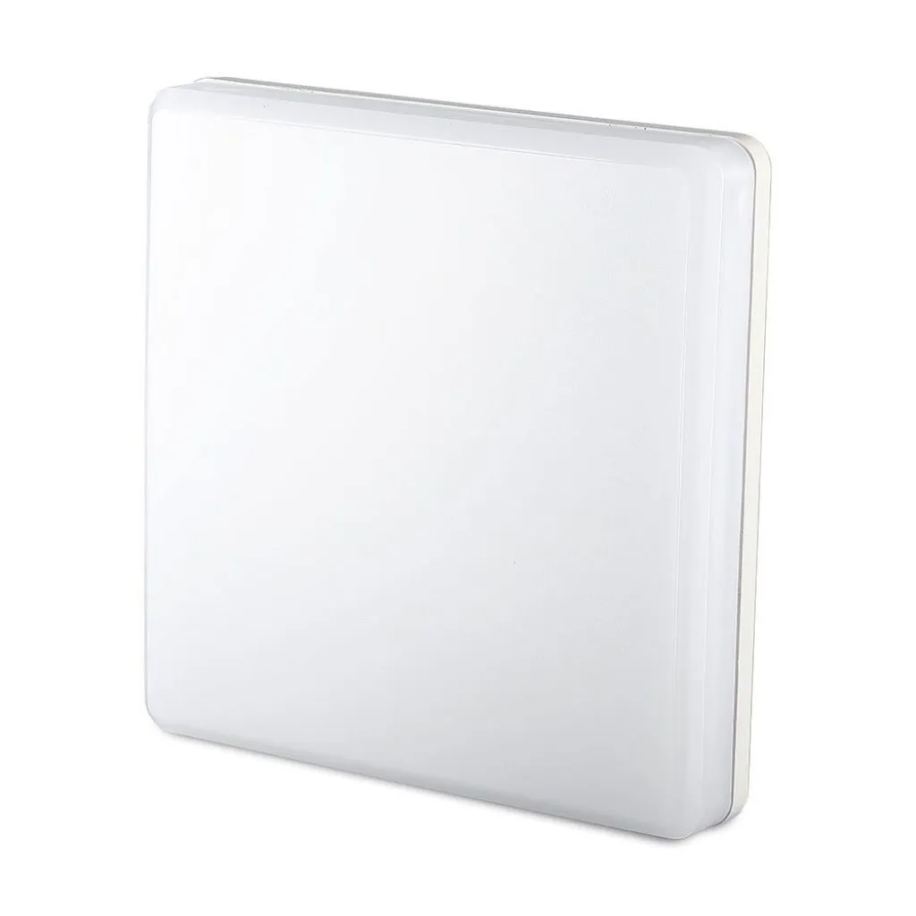 Plafoniera LED Chip Samsung Quadrata 25W 120LM/W Colore Bianco 3000K, vista frontale angolata