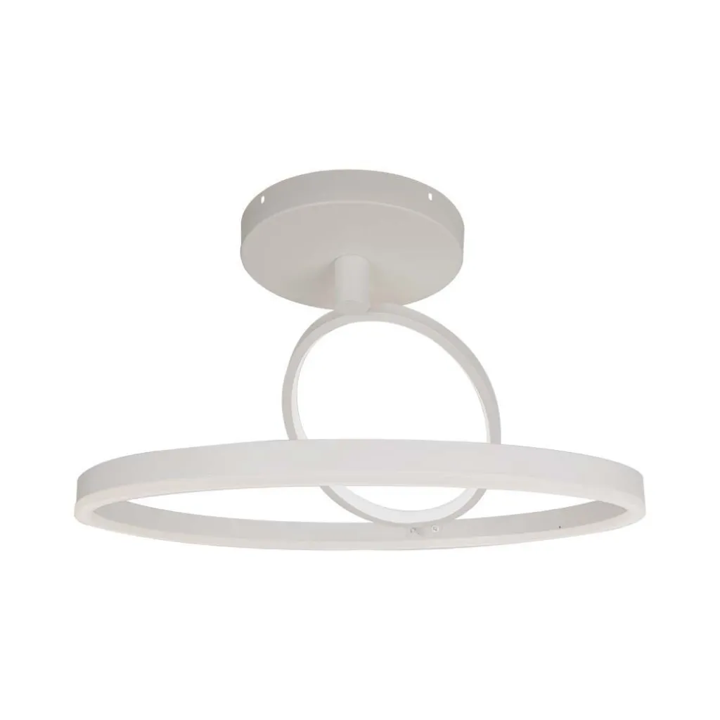 Lampadario LED con 2 Cerchi 37W in Metallo Colore Bianco 50x20cm 4000K, vista frontale