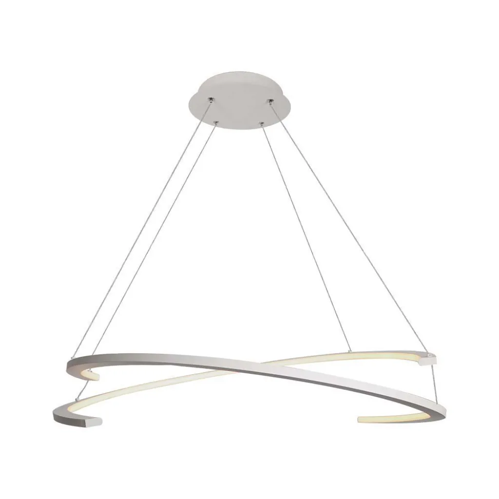 Lampadario LED a Sospensione con 2 Mezzaluna 48W Colore Bianco 80x120cm 3000K Triac Dimmerabile 3000K, vista frontale