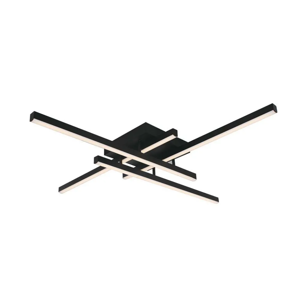 Lampadario LED dal Design Moderno 38W Colore Nero 850x850x150mm 4000K, vista angolata