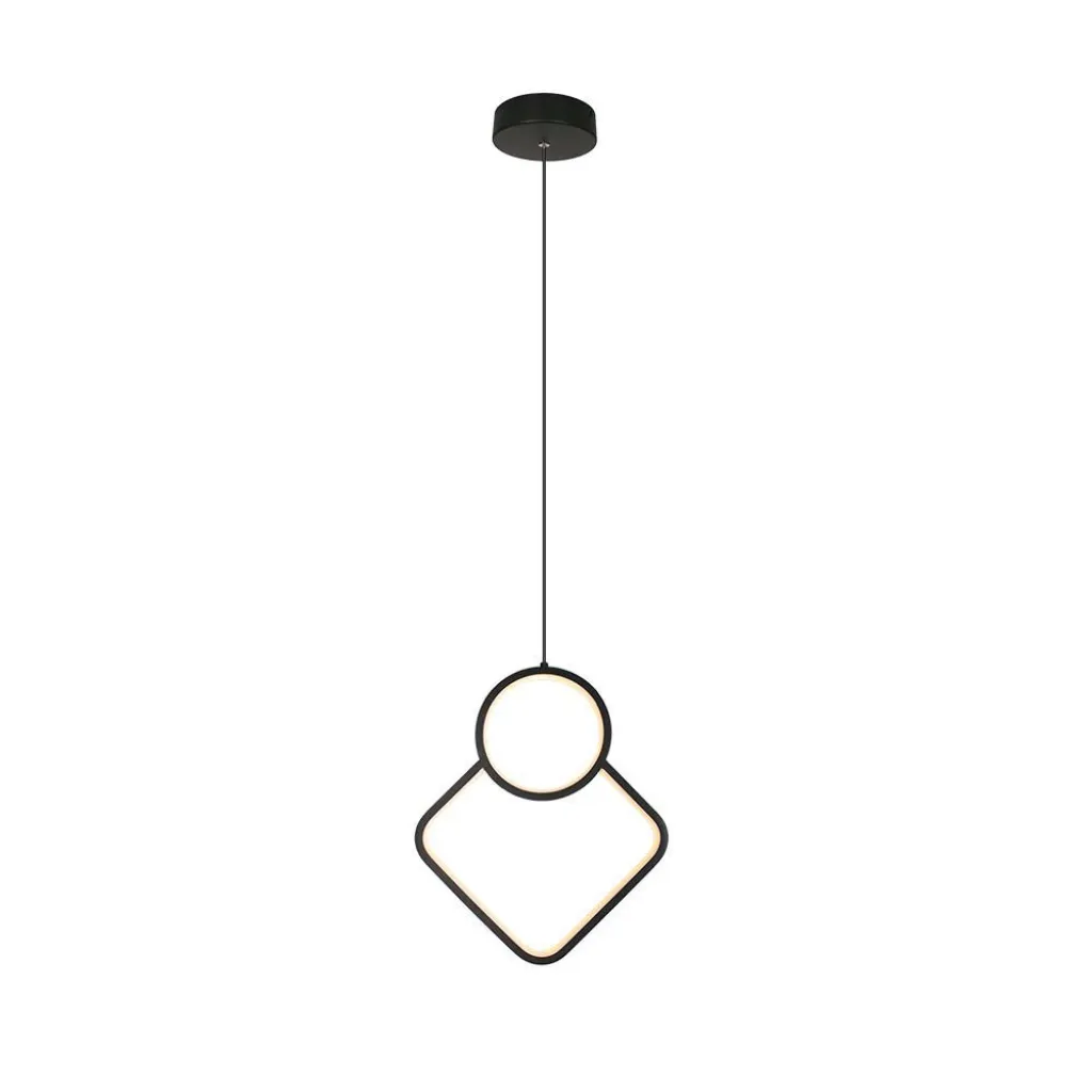 Lampadario LED a Sospensione 12W dal Design Moderno 280x1800mm Regolabile Colore Nero 4000K, vista frontale