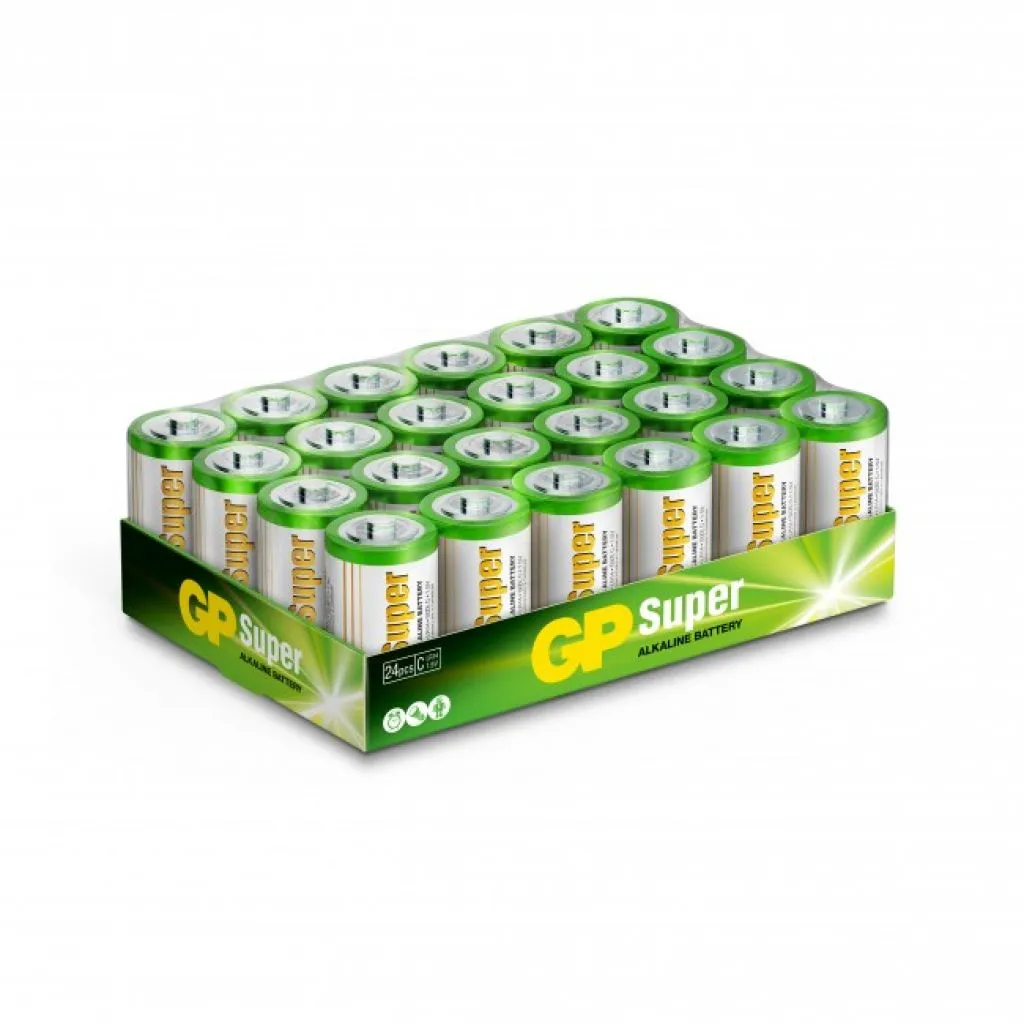 Batteria Super Alcalina 1,5V Mezza Torcia C / 14A / LR14 (Confezione 24 Pezzi), vista angolata del pack