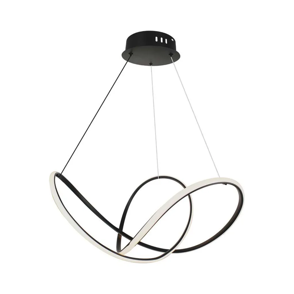 Lampadario LED a Sospensione 49W in Metallo Colore Nero 70x10cm Dimmerabile 3000K, vista frontale