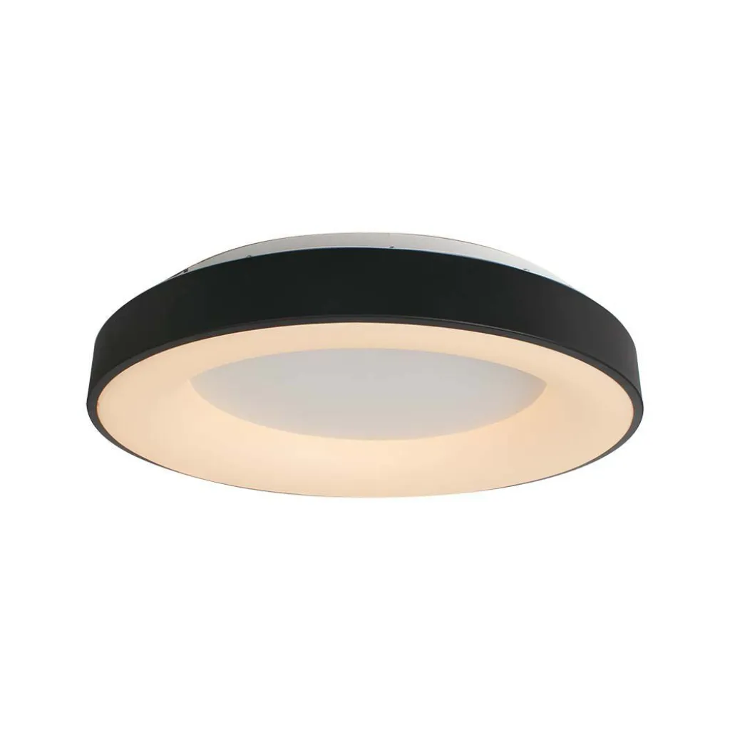 Lampadario LED con Montaggio a Plafone 49W Dimmerabile TRIAC d: 600mm h: 105mm Colore Nero 3000K, vista angolata dal basso