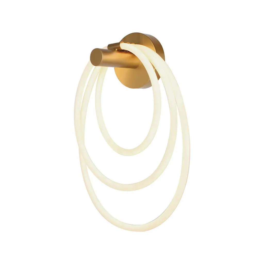 Lampada LED da Muro 37W 350x180x500mm in Metallo e Silicone Colore Oro 3000K, vista frontale angolata