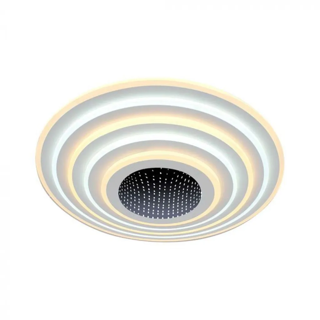 Lampadario LED con Telecomando Montaggio a Plafone 125W d: 500x70mm Dimmerabile CCT: 3000K+6000K, vista angolata dall'alto