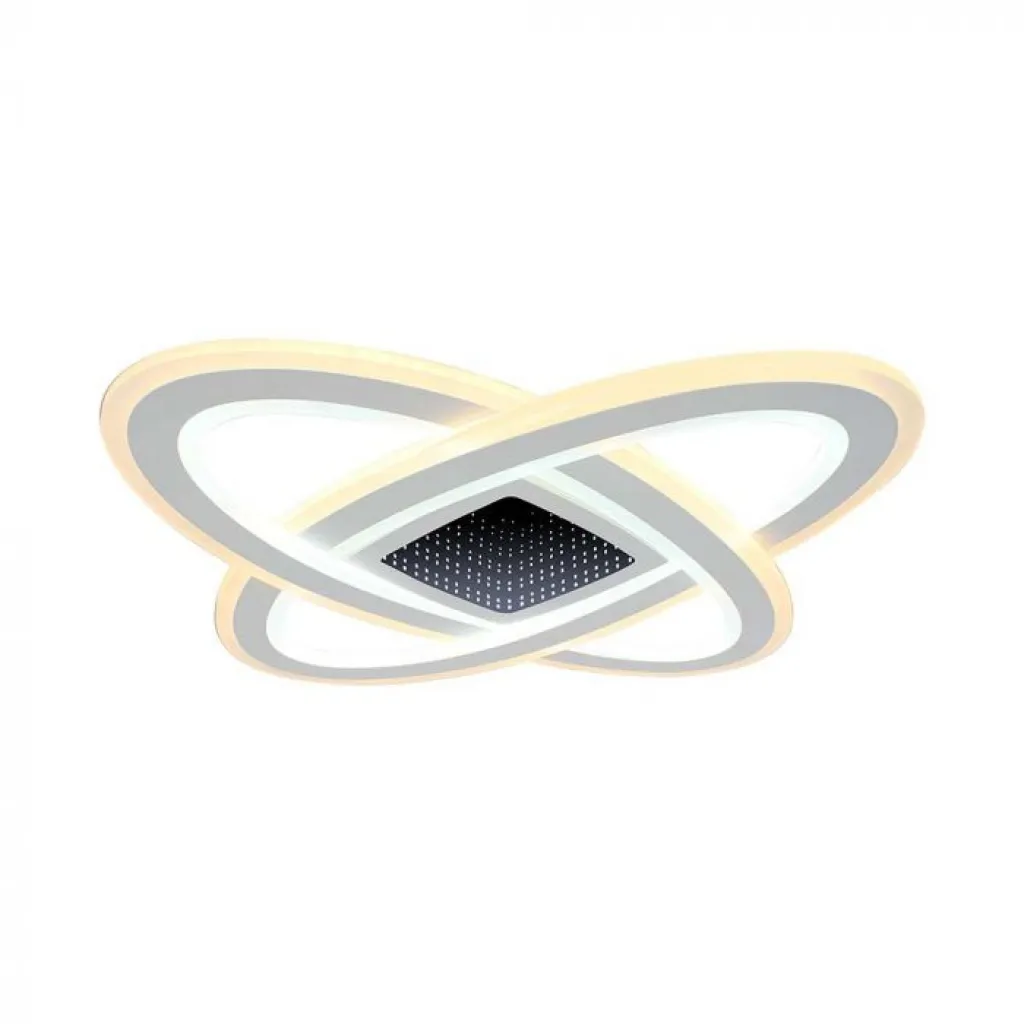 Lampadario LED con Telecomando Montaggio a Plafone 130W d: 50x50x5cm Dimmerabile CCT: 3000K+6000K, vista angolata